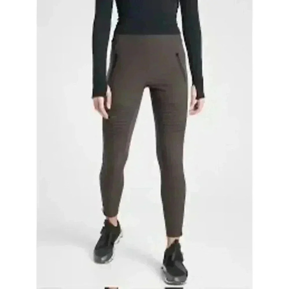 Athleta Women’s Headlands Hybrid Moto Tight Zipper Pockets Taupe Size 6 - Picture 2 of 12